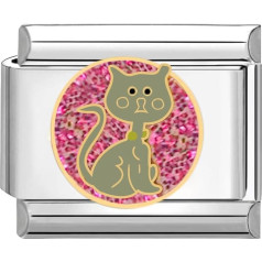 Quiges 9 мм итальянский стиль шарм модуль из нержавеющей стали черный кот для итальянских браслетов, медь, без драгоценных камней