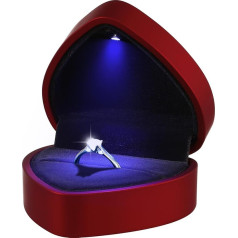 Светодиодная коробка для колец Форма сердца Коробка для колец Коробки для ювелирных изделий Подарочная коробка для обручального кольца Д