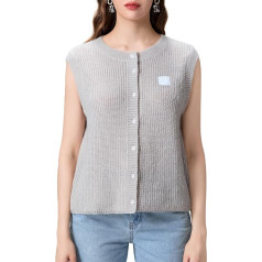 Nicoxijia Y2K Женщины Без Рукавов Винтаж Cropped Танк Топ Кнопка Вниз Кардиган Вязание Жилет Casual Streetwear