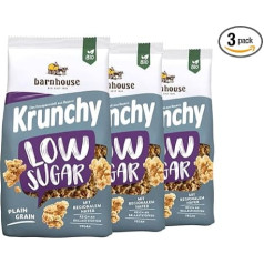 Barnhouse Krunchy Low Sugar Plain Grain, Органические овсяные хрустящие мюсли с низким содержанием сахара из Баварии, базовый сорт, 3 x 375 г.