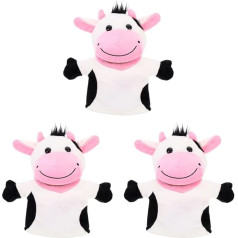 Toyvian Пакет из 3 плюшевых коров Рука корова кукла игрушка роль играть рука кукла ферма животное кукла с подвижной