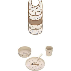 LÄSSIG Baby Toddler Bib Set (5 Pieces) Velcro Cotton Waterproof / Value Pack Bib