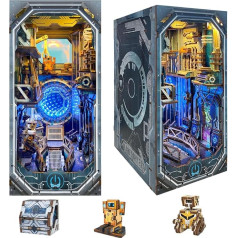 Cyberpunk DIY Book Nook Kit, DIY модель кукольного дома, 3D деревянные пазлы со светодиодами, подставка для книг, книжная полка, крутые пасхальные идеи на 