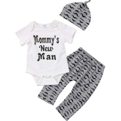 Geagodelia 3pcs Baby Clothes Set Baby Boys Clothing Outfit Body Rompers + Trousers + Hat Newborn Toddlers Soft Baby Set T-18266