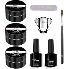 TEEROVA Builder Gel Nail Kit - 3 цвета 30 г Прозрачный Розовый Белый Наращивание Ногтей Твердые Гелевые Ногти Набор Ногтей Укрепления УФ Гель Ногтей Иску