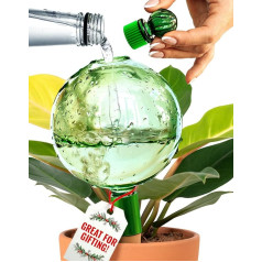 XL Plant Watering Globes with Terracotta Self-Watering Planter Liner, Hand Blown 16 Ounce, Self-Watering Glass Balls for Indoor Plants, Automatic Plant Watering