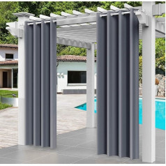 Шторы для улицы, погодоустойчивые, 132 x 215 см, серые шторы для улицы, балконная беседка с люверсами, водонепроницаемый защитный экран для кры
