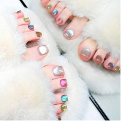 Ложные ногти квадратные палочки на ногтях кошачий глаз нажмите на ногти Bellerina акриловые поддельные ногти 24 шт. для женщин и девочек (A)