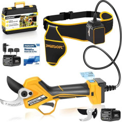 【3-Tip Switching, Top Performance】SWANSOFT PRU45-PLUS Battery Pruning Shears, 45 mm 25 V 1150 W Secateurs and Loppers Powerful Electric Garden Shears for Precise Tree Pruning, Grapevines