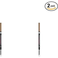 L'Oréal Paris Brow Artist Skinny Definer 102 Blonde, сверхтонкий карандаш для бровей с кисточкой для точного заполнения и определения формы бровей, в упаковке 2 ш