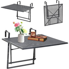 Складной металлический балконный стол Avilia 60 x 40 см, антрацит, компактный, регулируемый, погодоустойчивый и простой в сборке, идеально подхо