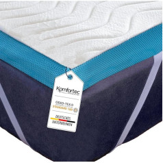 Komfortec Topper 90 x 200 см - высота 5 см, матрас с пеной Visco Memory Foam с 4 угловыми эластиками для кроватей на пружинах, моющийся чехол из алоэ вера, белый