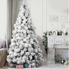 BAKAJI Alpes Pine Christmas Tree Snow Green Super Thick Cross Iron Base Very High Quality Branches with Snow Easy Assembly Very Thick Christmas Decoration (240cm)