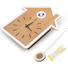 Настенные часы Natudeco Cuckoo Современные креативные маятниковые часы Простые деревянные висячие часы с естественными голосами птиц или кукушк