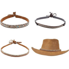 SUPERFINDINGS Pack of 3 3 Styles Faux Leather Southwestern Cowboy Hat Band Ethnic Western Hat Belt Cowboy Hat Band Replacement with Tassel Drop and Alloy Buckle Overlay Hat Belt