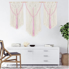 HOLAVIDA Macrame Wall Hanging, декор в стиле бохо, кисточки ручной работы, тканый гобелен, декор стен в скандинавском стиле, спальня, гостиная, балкон, гал
