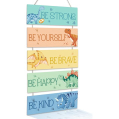 Pack of 5 Wall Signs Hanging Signs Dinosaur Wooden Sign Jungle Animals Hanging Wall Decoration Nursery Nursery Wall Art Decor