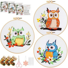 LZYDKH 3 набора для вышивания для взрослых, набор для вышивания для начинающих с обручем инструкции Наборы для вышивания крестом для взрослых 