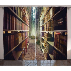 ABAKUHAUS Книжный шкаф в деревенском стиле, сводная библиотека в лесу, спальня Штора на ленте с петлями и крючками, 280 x 225 см, Оберн