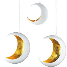 Marrakech Набор из 2 декоративных эстетичных держателей для чайных ламп в стиле бохо, подвесные металлические 20 см | Фонарь темно-бело-золотой д