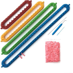 Набор из 4 длинных вязальных станков. С розовыми дополнительными петельками для установки.