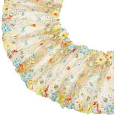 BENECREAT 2 ярдов/1,8 м цветочные кружева вышивка ткани, 23,4 см широкий зеленый сетки марли с цветочной вышивкой, желтый синий цветок вышитые круже