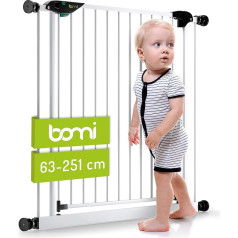 Bomi® Mira Высококачественные защитные ворота, 63 - 251 см, ворота безопасности, белые, металлические, самозакрывающиеся, ворота безопасности на л