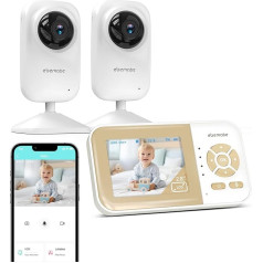 ebemate Радионяня с двумя камерами, 2,8-дюймовый ЖК-экран с двусторонним вызовом камеры и 5 успокаивающих колыбельных для наблюдения за ребенко