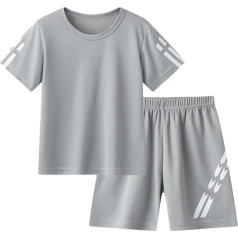 Generic 2025 летняя одежда наряды для мальчиков футболка и шорты набор короткий лен случайные свободные спортивный костюм мягкий хлопок смесь к