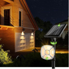 EDISONFIRE Солнечные фонари для улицы, 36 светодиодов 3500 K солнечный прожектор, теплый белый, 3 яркости, 360 ° вращающийся, IP67 водонепроницаемый нас