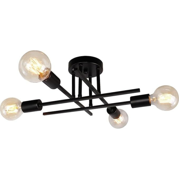 JHLBYL Потолочный светильник промышленный винтажный потолочный светильник E27 лампа черный 4 лампочки люстра современный металл подвесной св