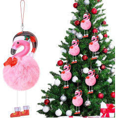 Amyhill 6 x Розовые украшения фламинго в шляпе Санта-Клауса для рождественских украшений