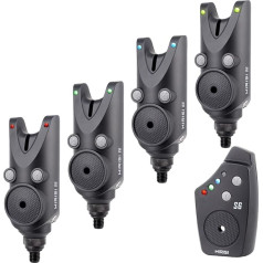 Hirisi Tackle Водонепроницаемый беспроводной карп сигнализации укуса со светодиодными огнями, регулируемая громкость тона и чувствительность 