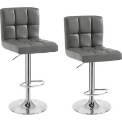 WOLTU Барные стулья Комплект из 2 барных стульев серый Регулируемые по высоте поворотные стулья Кухонные стулья со спинкой и подставкой для н