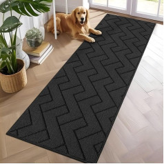 Biscpro Doormat Indoor and Outdoor 60 x 180 cm Washable Door Mat, Waterproof Door Mat, Non-Slip Dirt Trapper Rug for Entrance, Front Door, Patio, Hallway, Garden, Dark Grey