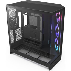 NZXT H9 Flow RGB (2025) - Большой двухкамерный корпус для ПК ATX Mid-Tower с воздушным потоком - 1 x 420 мм RGB вентилятор и 1 x 120 мм вентилятор - 420 мм радиатор - зак