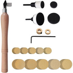 Набор ручных шлифовальных машин с головкой на двойном подшипнике, рукояткой из твердой древесины, 1 и 2 опорными дисками на липучке, 50 шлифо