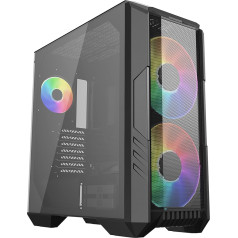 Cooler Master HAF 500 PC Case - Midi Tower с 2 предустановленными 200-мм вентиляторами ARGB, вращающимся 120-мм вентилятором GPU, универсальными опциями охлаждения, 