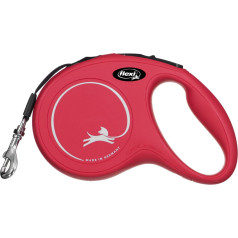 Автоматический поводок new classic m ремень 5 м - для собак до 25 кг, цвет красный