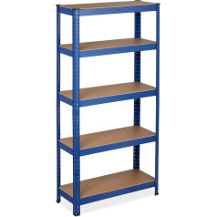 Relaxdays Heavy Duty Shelving Unit 150 x 75 x 30 cm Load 875 kg 5 Shelves for Plug-In Basement & Garage Steel Blue