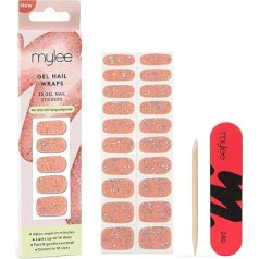 Mylee Gel Nail Wraps [Candy Floss] - 10 предварительно отвержденных гелевых наклеек для мгновенного маникюра - не требует лампы, устойчив к сколам, глянцево