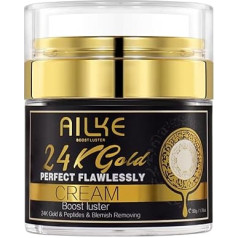 AILKE 24K Gold Perfect Flawlessly Face Cream, отбеливающий, уменьшающий пятна, меланин, улучшающий тусклую кожу, с глутатионом, витамином C, 50 мл (упаковка из 1)