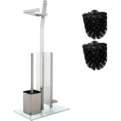 Держатель для туалетных рулонов Smartpeas, хромированная нержавеющая сталь, стеклянная основа - Размеры: 32 x 20 x 70 см - Легко собирается - Туалетна