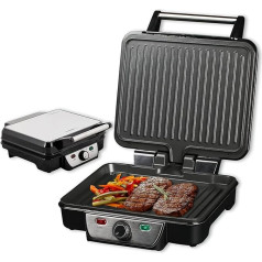 Настольный электрический гриль TZS First Austria, пластина для мяса и овощей, контактный гриль с антипригарным покрытием, регулируемый термостат, 