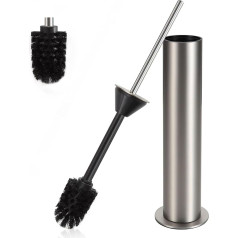 DAZI Туалетная щетка отдельно стоящая металлическая, щетка для туалета из матового никеля с 2 насадками, длинные туалетные щетки для глубоко