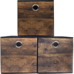 Большой кубический контейнер для хранения с изысканным рисунком под дерево, ящик-органайзер из утолщенной ткани, прочный контейнер-корзин