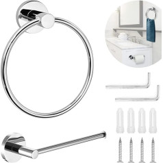Набор аксессуаров для ванной комнаты, кольца для полотенец и держатель для туалетного рулона, держатель из нержавеющей стали, кольцо для п