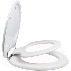 TOPSEAT TinyHiney Potty Elongated Toilet Seat, Adult/Child, w/ Chromed Metal Hinges, Wood, White by Topseat
