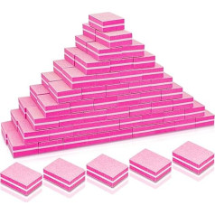 Мини баффер для ногтей розовый 100/180 Grit Bulk Pack для натуральных ногтей и гель лака, портативный двухсторонний баффер для полировки и разглажив