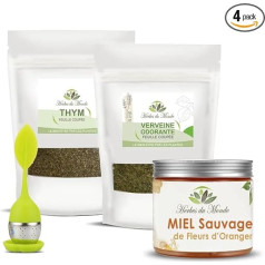 Herbes du Monde - Winter Trio - зимний травяной чай - снимает усталость и симптомы гриппа - состоит из 2 пакетиков (чабрец-вербена), 1 кувшина (мед из цветов 